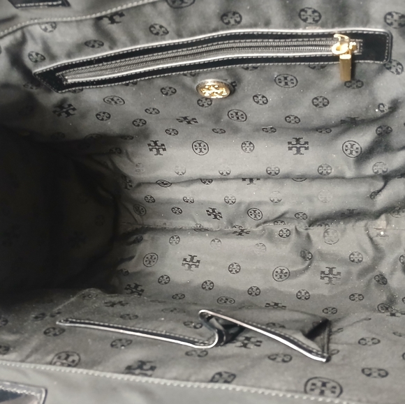 Tory Burch Black Quilted Tote with Gloss Logo - Picture 12 of 15